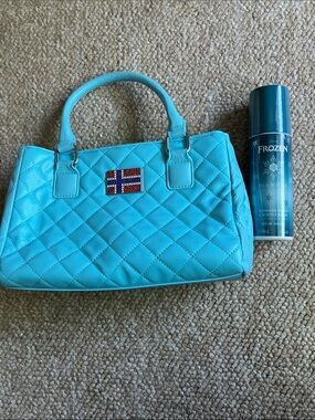 Disney Quilted Turquoise Satchel with Flag Patch